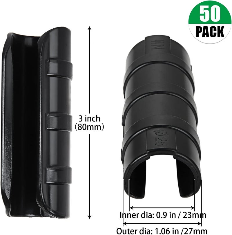 APACALI 50 PCS 0.9 Inch Greenhouse Clamps Clips 23mm Plastic Black ABS Snap Clamp Tube Clip Garden Buildings Tube Clip for Greenhouse Film, Sunshade Nets, Frame Shelters (Outer Ø 1.06” inner Ø 0.9”) - Image 2